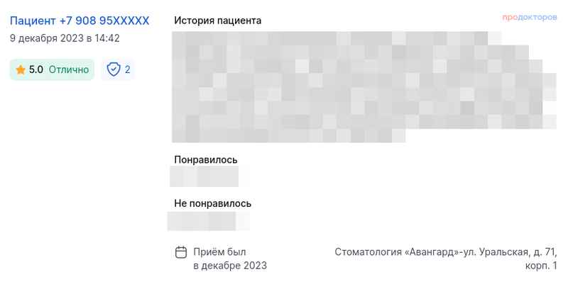 подробный отзыв